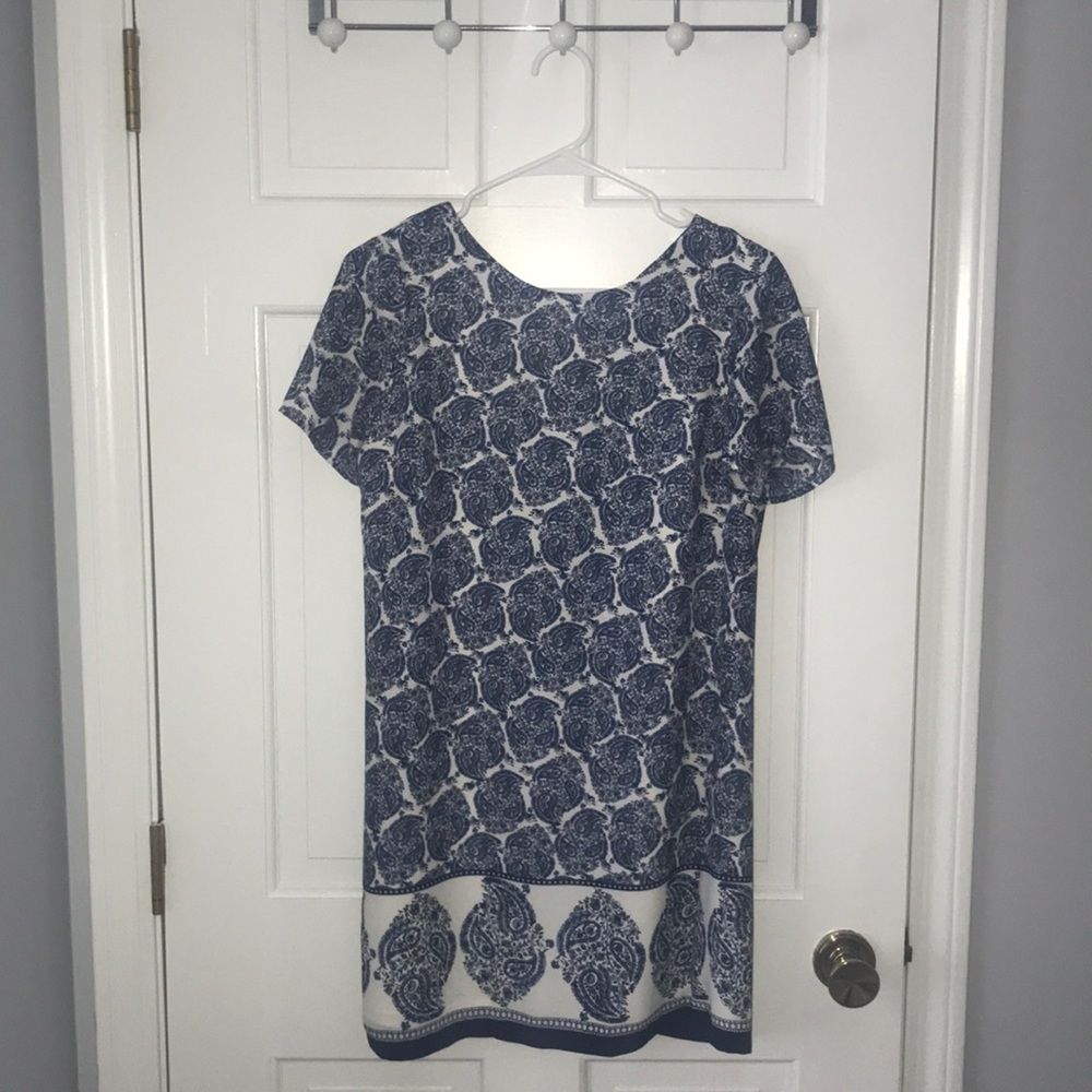 Blue and white dress